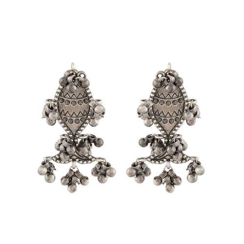 Fish Ghungroo Silver Earrings by Moha