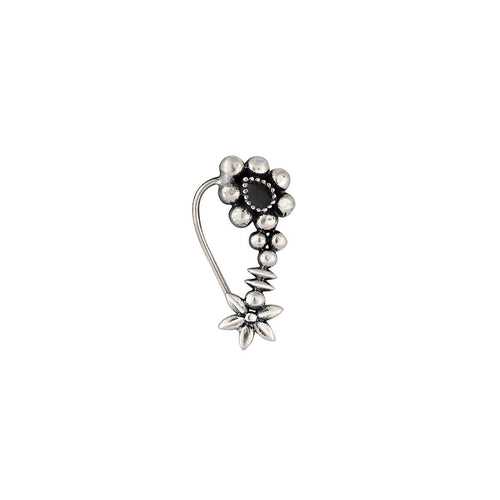 Maharashtrian Silver Nath/Nose Ring [Black, Pierced Left] by MOHA