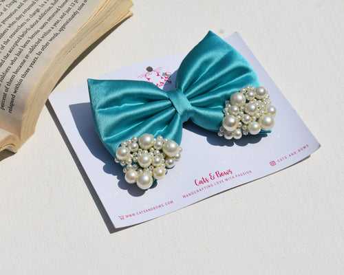 Teal Pearl Bow