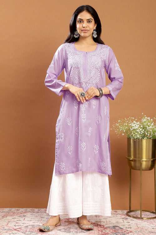 Lavender Modal Chikankari Kurta