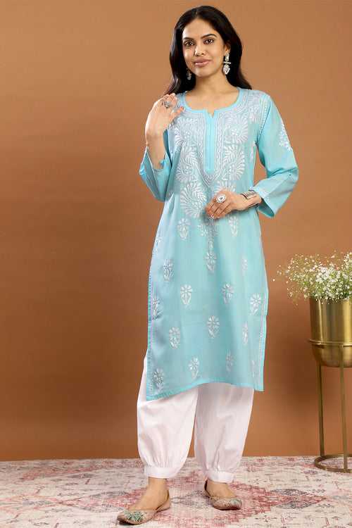 Blue Modal Chikankari Kurta