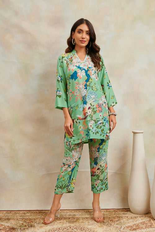 Green Printed Modal Co-ord Set