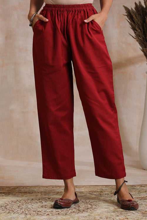 Maroon Flex Farsi Pants