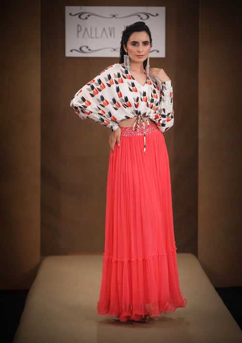 Amaani off white kimono top with redilicious skirt