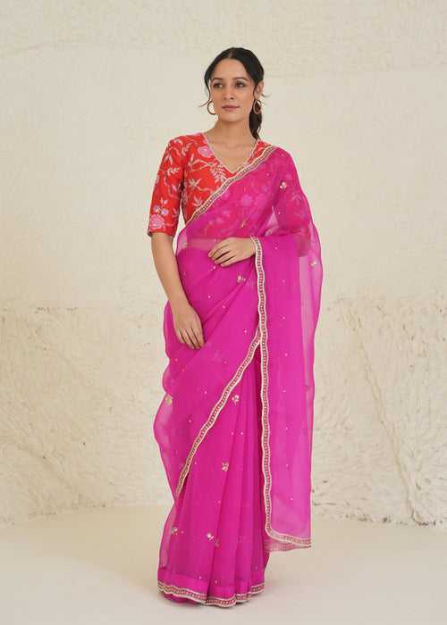 Veechi Saree Blouse Set - Magenta