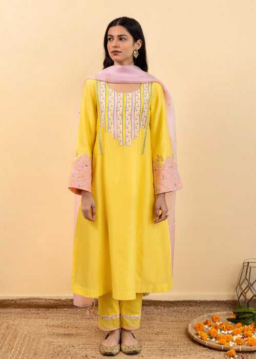 Kira Kurta Set - Chrome Yellow