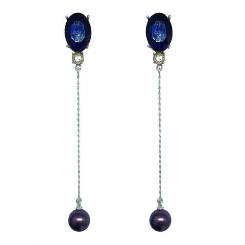 Silver Plated Montana Blue Pearl Earring