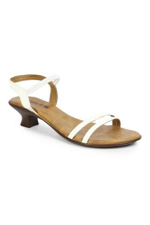 SOLES Sophisticated White heels Sandals - Elegance in Every Step