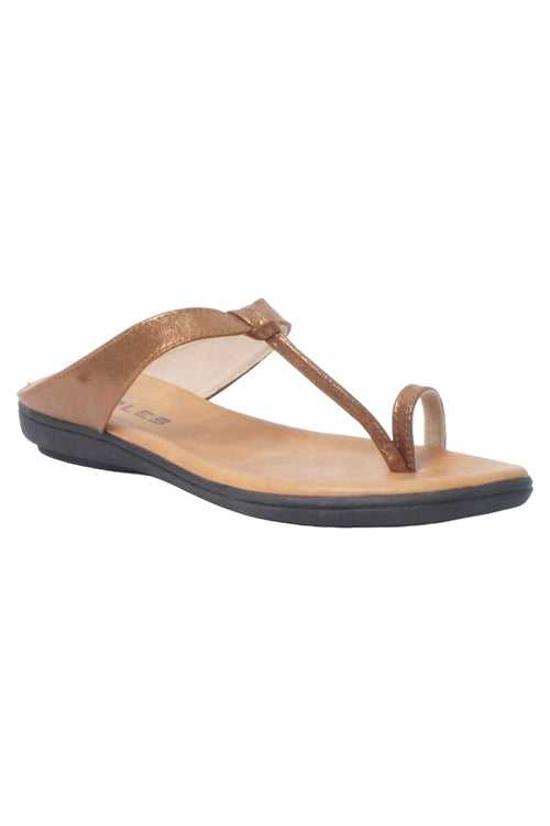 SOLES Elegant Bronze Flat Sandals - Sophisticated Style for Any Occasion