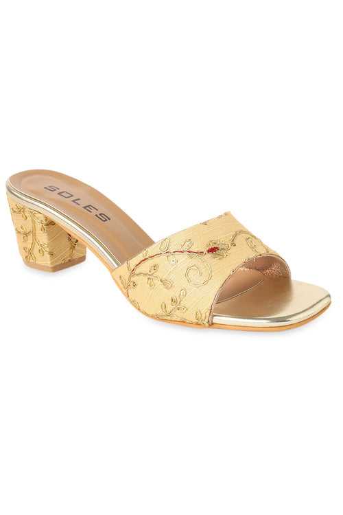 SOLES Luxurious Gold Heels - Trendy & Durable Footwear