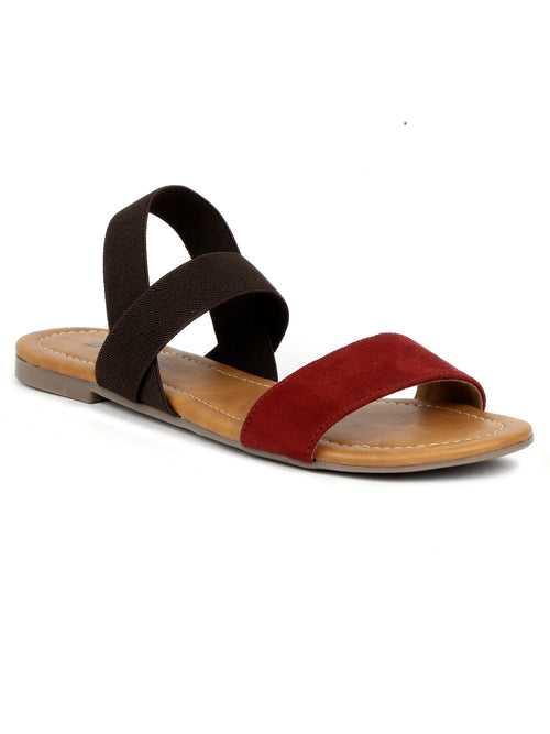 SOLES Bold Red Flat Sandals