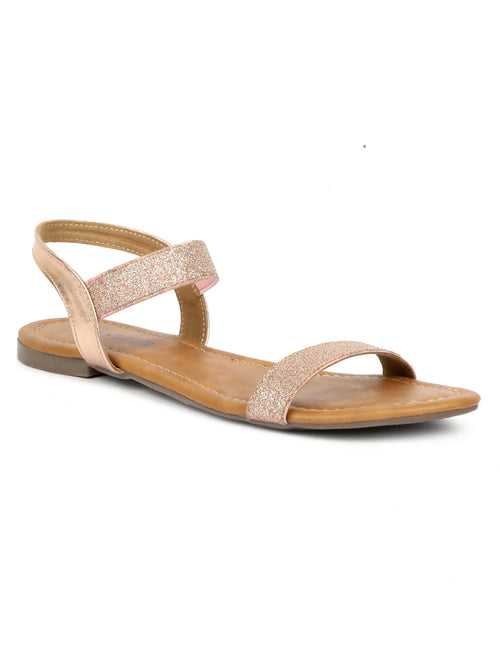 SOLES Elegant Rose Gold Flat Sandals
