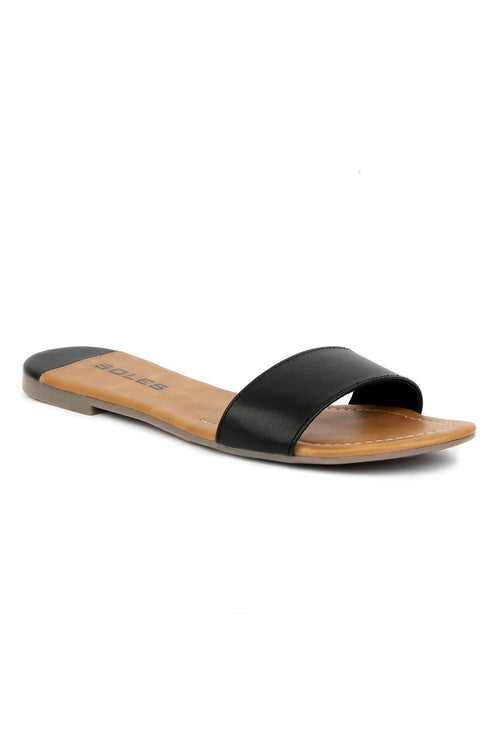 SOLES Classic Black Flat Sandals