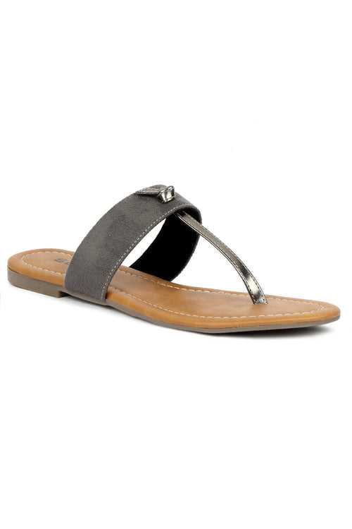 SOLES Sleek Grey Flat Sandals