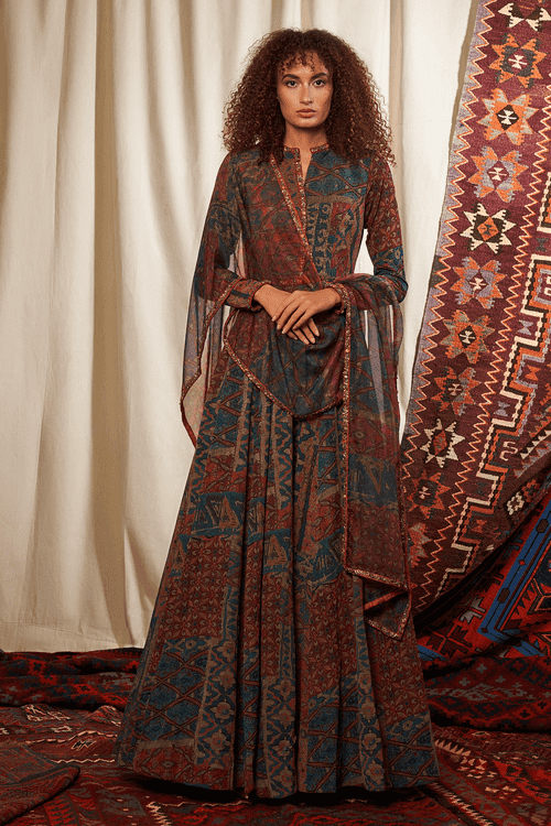 Carpet Print Anarkali & Dupatta