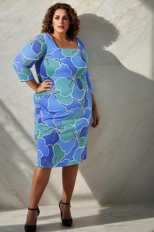 Plus Size Green Floral Bodycon Dress