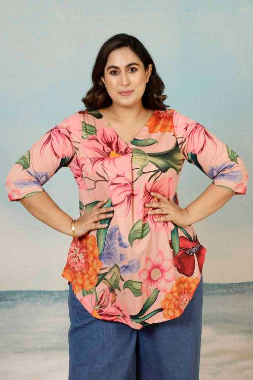 Pink Floral Plus Size Top