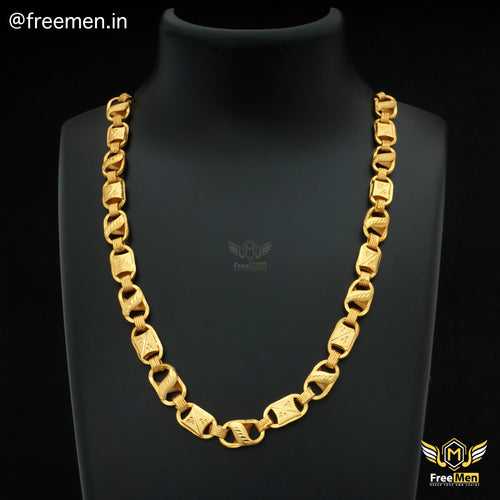 Freemen Nawabi Lotus OBO Stylish Golden Chain for Men- FMC10