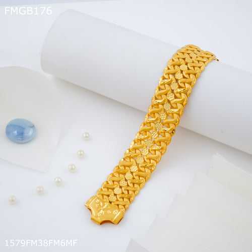 Freemen Two line pokal gold plated bracelet for Men - FMGB176