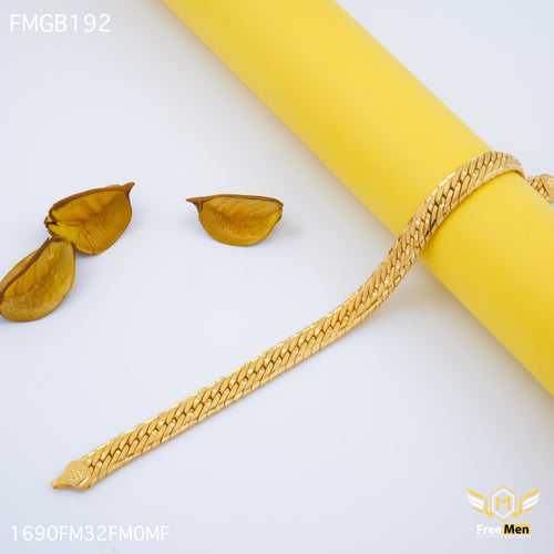 Freemen fabulous plain gold plated bracelet for Men - FMGB192