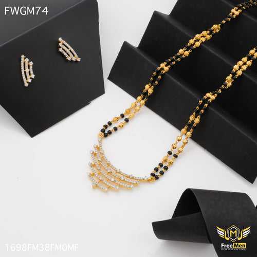 Freemen Two Line Fashionable Diamond Mangalsutra - FWGM74