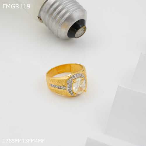 Freeme 1gm white diamond stone gold plated ring for men - FMRI119