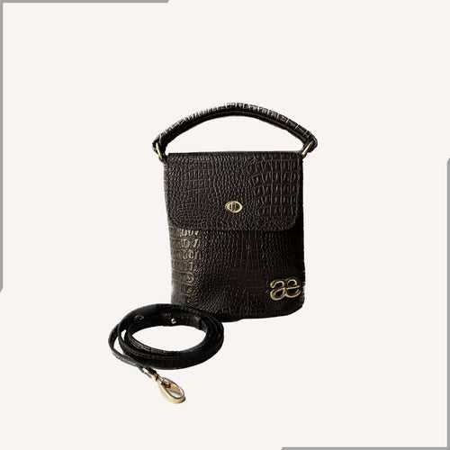 Aegte Dark Chocolate Everyday Carry Leather Cross Body Sling Bag with Cuff Handle