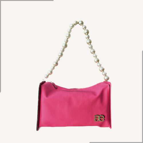Aegte Fashionista Barbie Pink Pearl Chain Shoulder Tote Bag