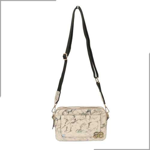 Aegte Marble Solid Box Crossbody Shoulder Bag with Detachable Broad Belt