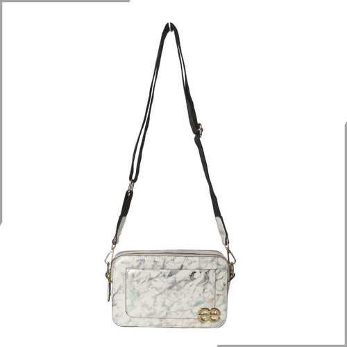 Aegte Marble Solid Box Crossbody Shoulder Bag with Detachable Broad Belt