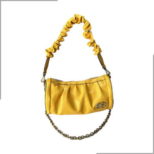 Aegte Pleated Duffle Bag with detachable Ruffled Handle and Long Chain Carry