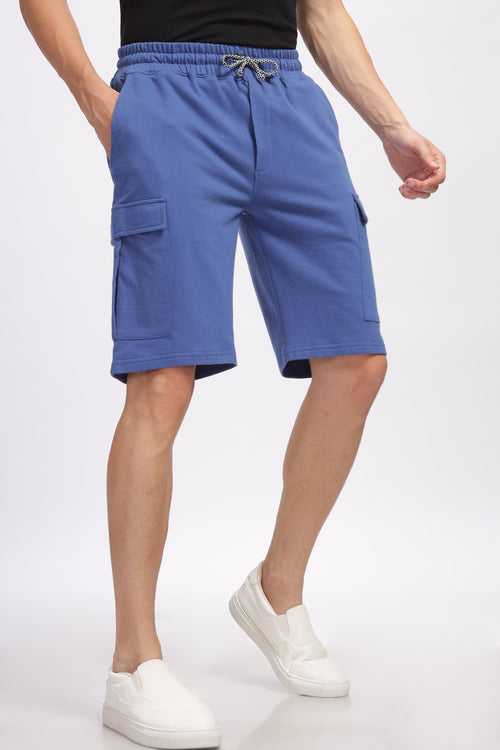 Blue Premium Loop Knit Cotton Shorts