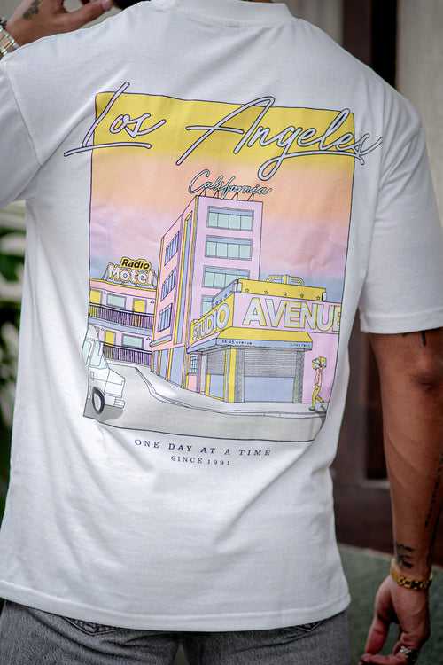 White "Los Angeles" Oversized Cotton T-Shirt