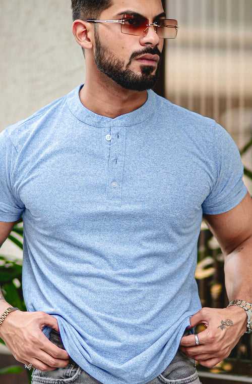 Light Blue Henley T-Shirt