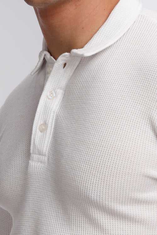 White Waffle Knit Polo T-Shirt