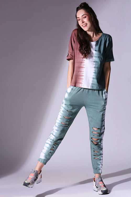 Comfort Fit Tie Dye Top + Ripped Tie Dye Joggers - AW21