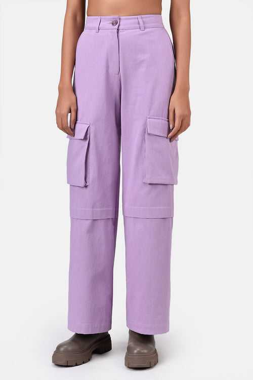 Cotton Drill Cargo Trousers With Zipper Pockets