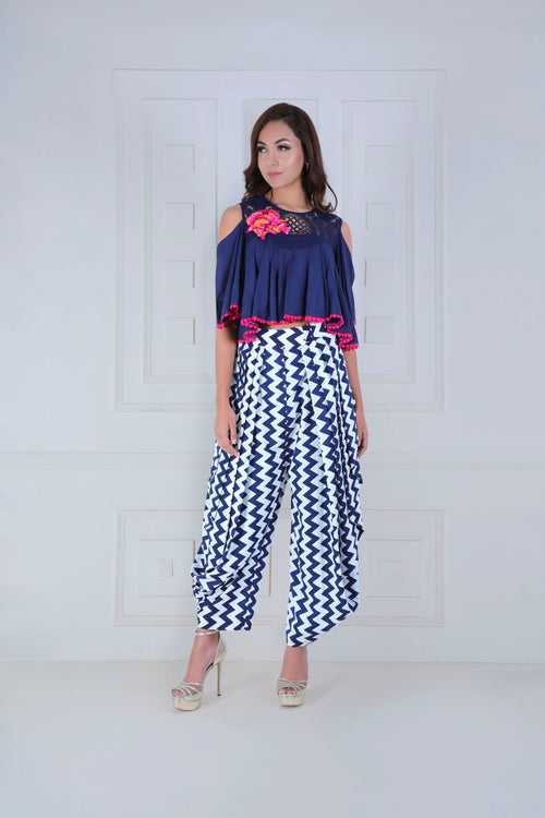 Flair Top with Printed Pleated Pants