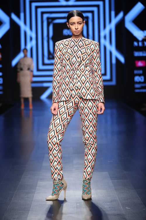 Geometric Pattern Pant-Suit in Handwoven Cotton