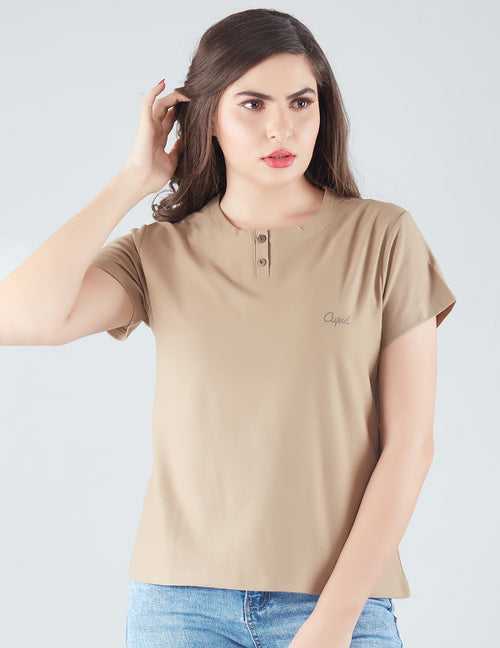 Women Plain Short T-shirts - Tortilla