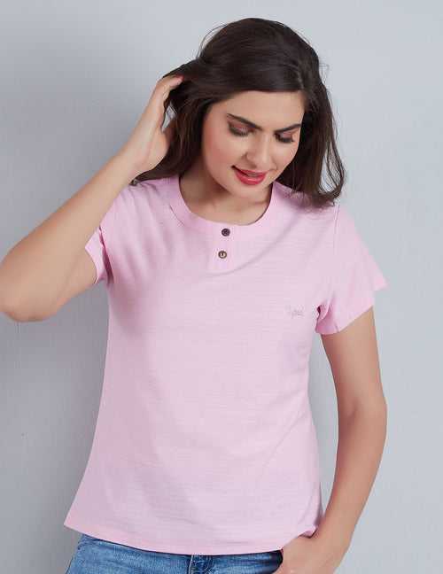 Women Plain Short T-shirts - Blush Pink