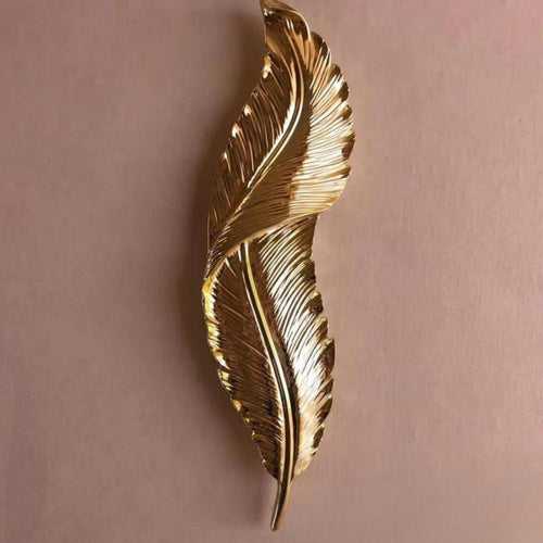 GOLD FEATHER LEAF WALL LIGHT