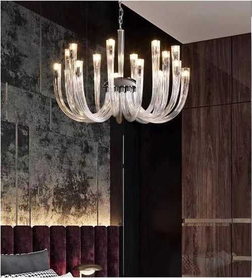 J Shape CLEAR GLASS CHANDELIER - 16 Head