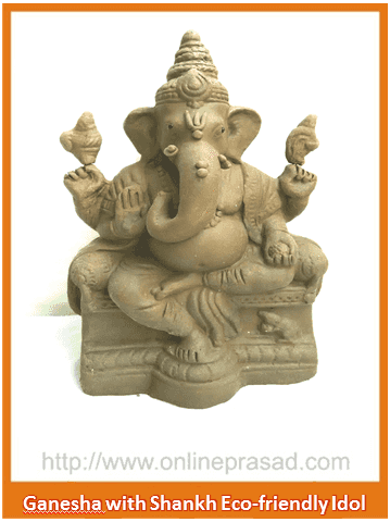 Ganesha with two Shankh - Eco Friendly Idol