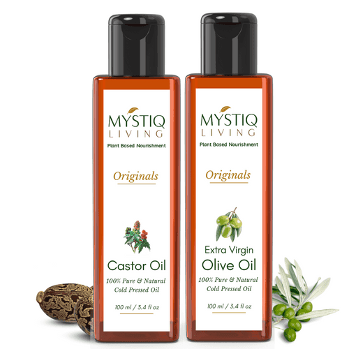 Castor Oil & Extra Virgin Olive Oil for Hair & Skin | Cold Pressed, 100% Pure & Natural