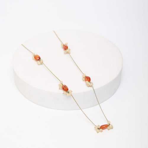 Sterling Silver Gold plated
with carnelian and yellow Aventurine beads necklace chain.