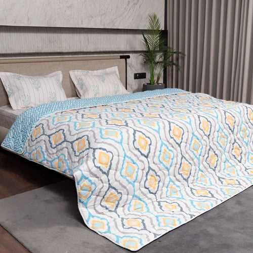 Fluffy & Heavy 200 GSM Microfiber Reversible Quilted Winter Comforters (Morocco-Single, Double)