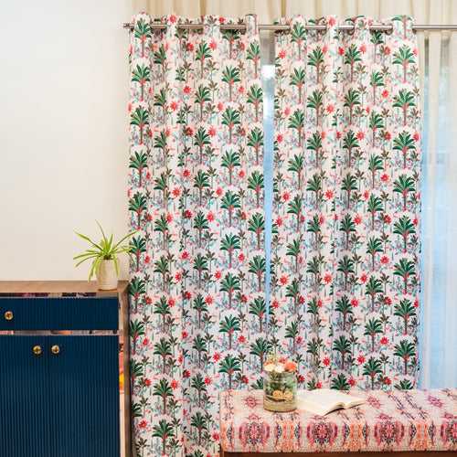 Room Darkening Digital Printed Curtains for Living Room, Bedroom and Nursery, Pack of 2 Curtains - Tropical Bliss