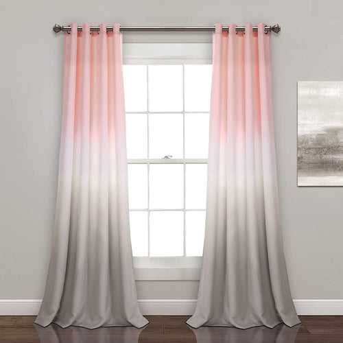 Blush Waterfall Printed Faux Silk Room Darkening Curtains, Pack of 2 Curtains