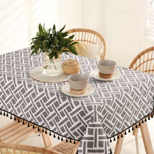 100% Cotton Table cloth/ table cover / table runner for 4 or 6 seater Dining / Centre Table -  - Ropeknot Grey